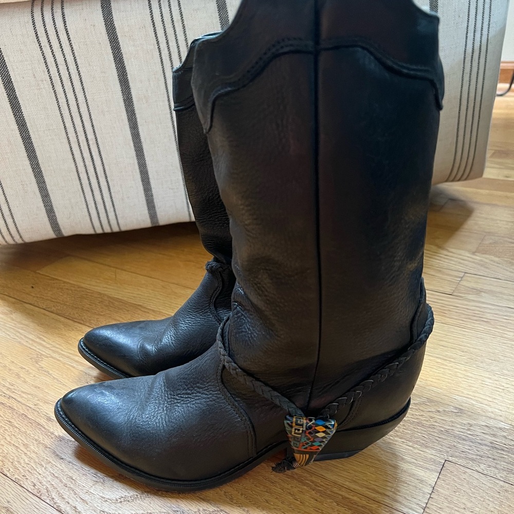 Black western cowboy boots . Leather